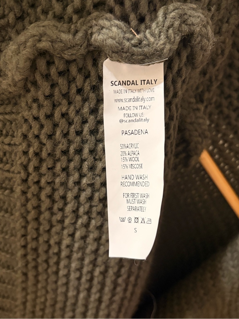 Italian Wool Knit Green Open-Front Cardigan Sweater - Picture 4 of 5